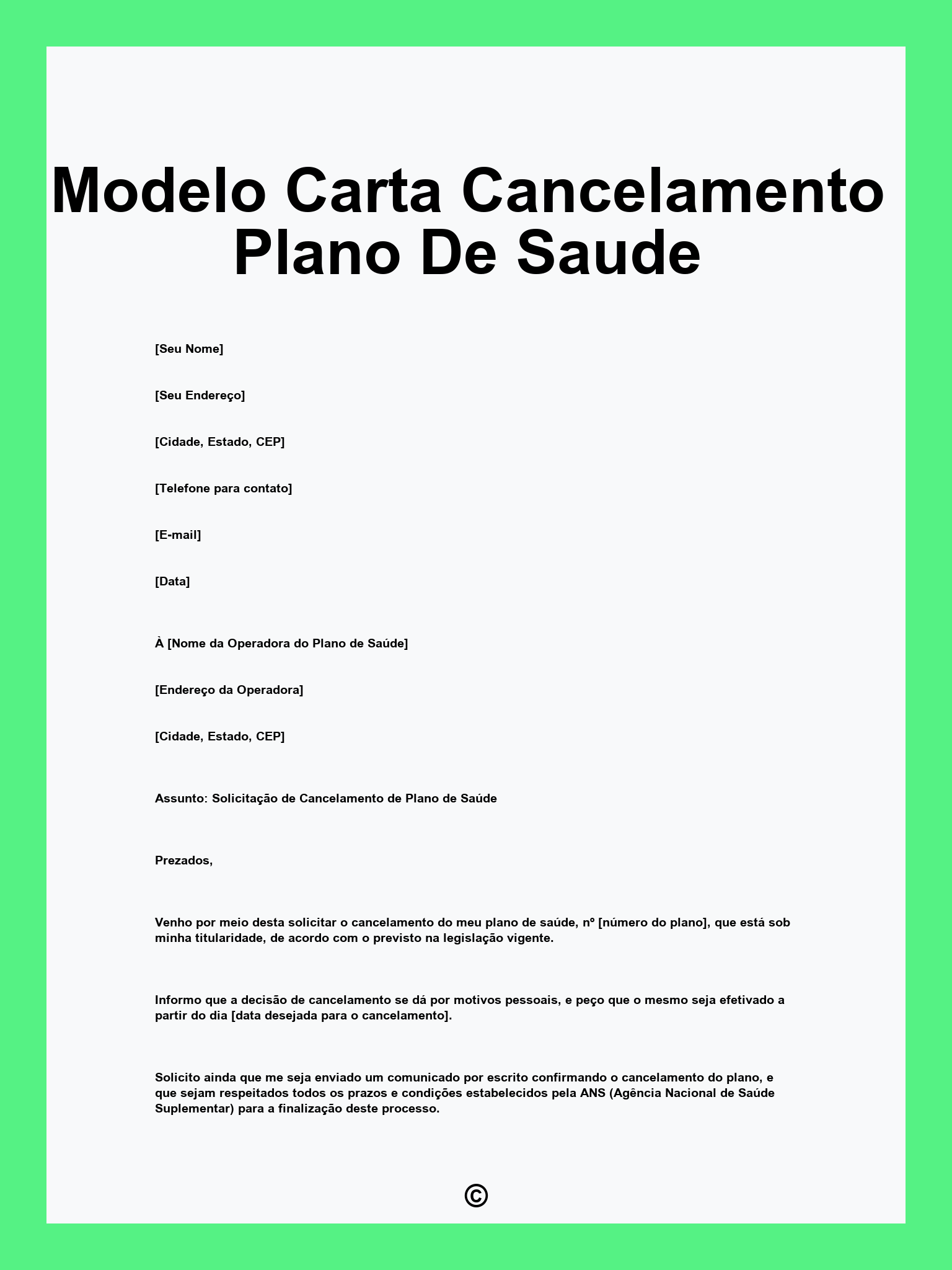 Modelo Carta Cancelamento Plano De Saude