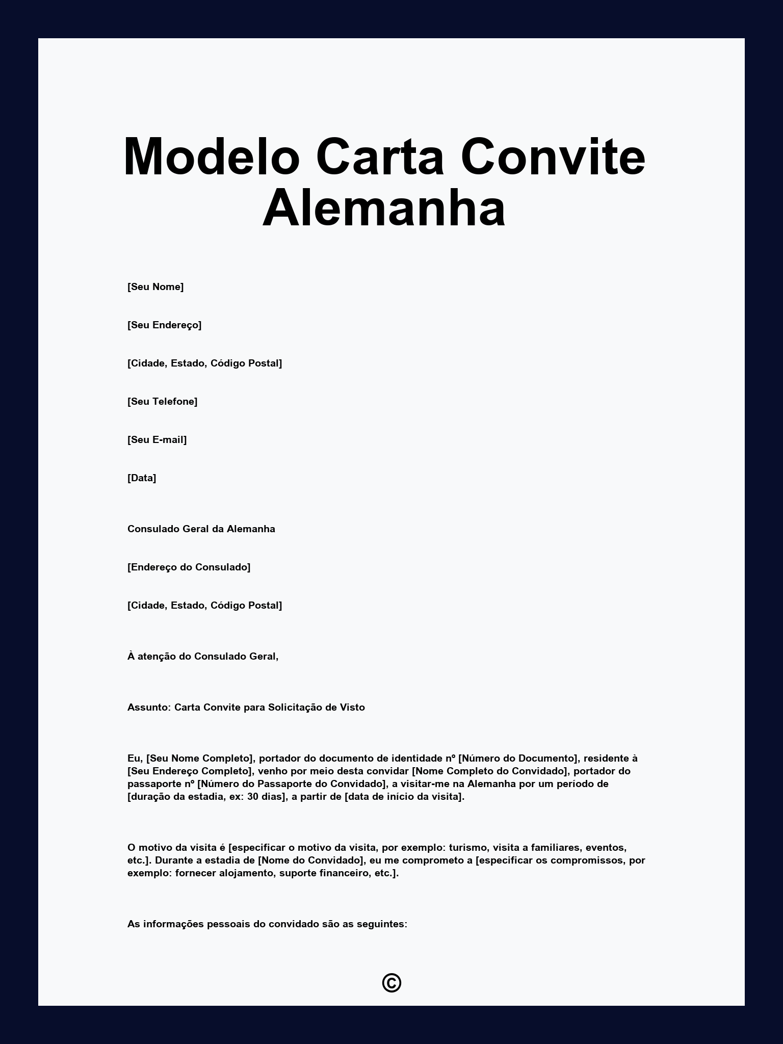 Modelo Carta Convite Alemanha