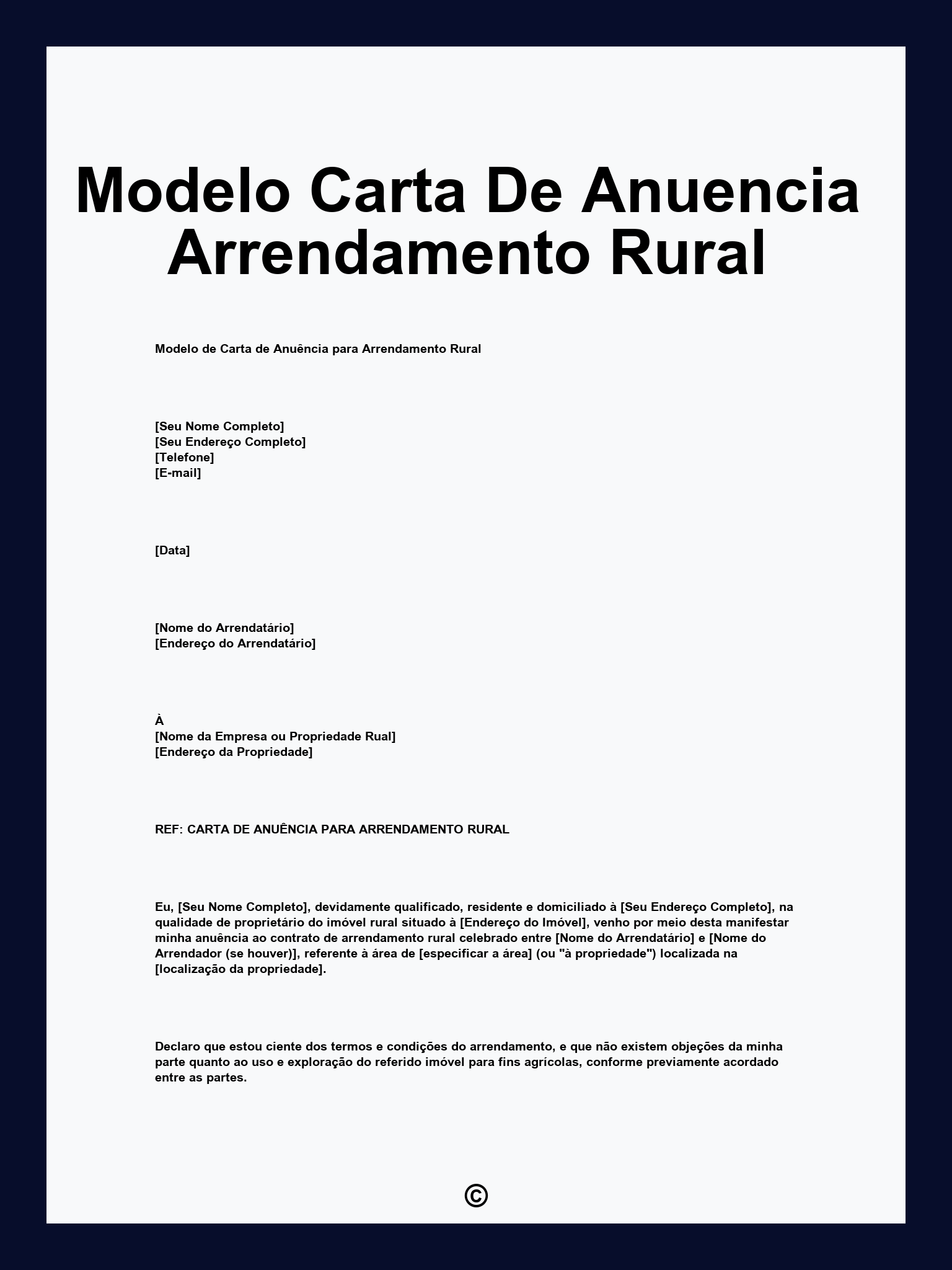 Modelo Carta De Anuencia Arrendamento Rural