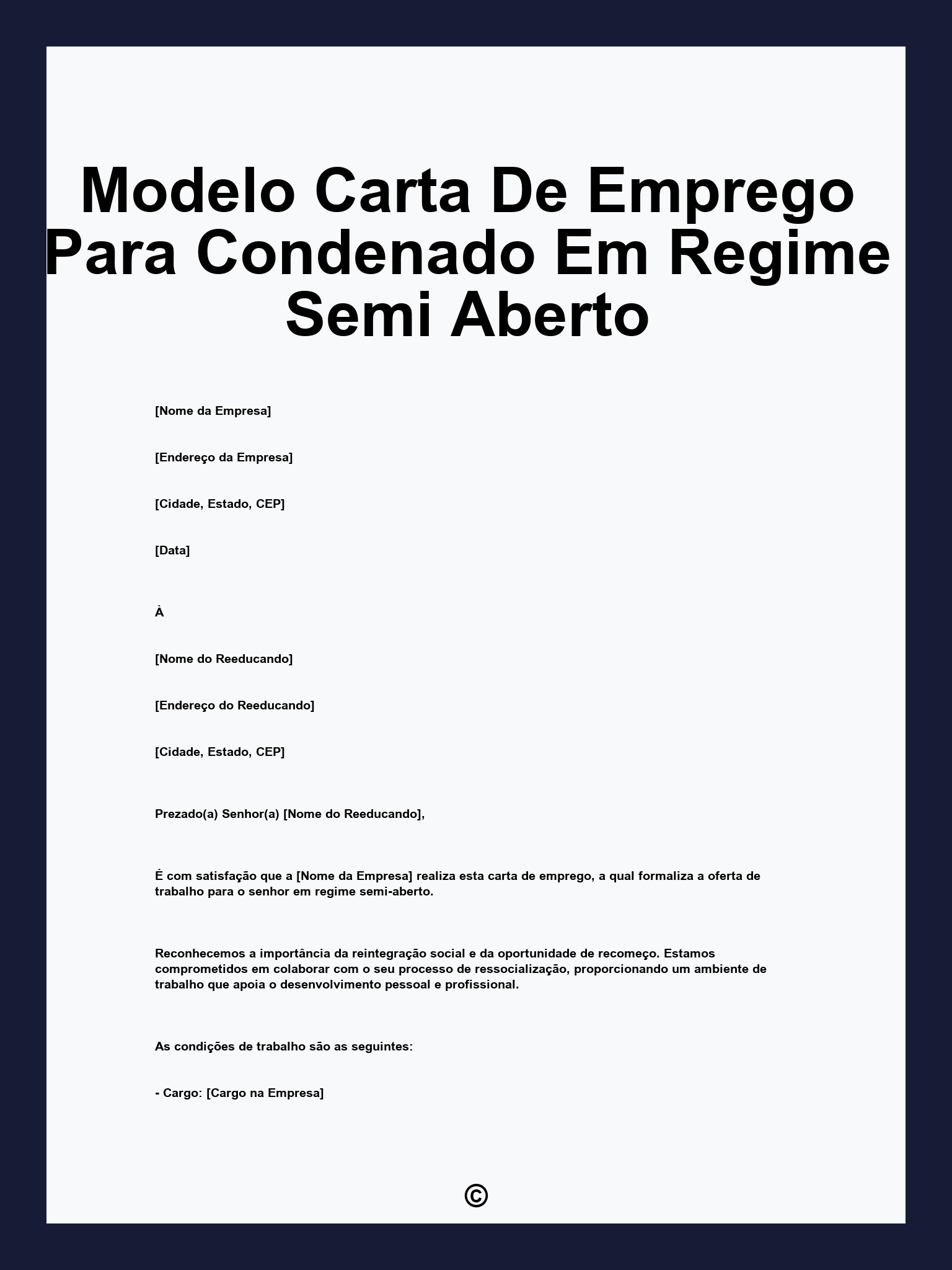 Modelo Carta De Emprego Para Condenado Em Regime Semi Aberto