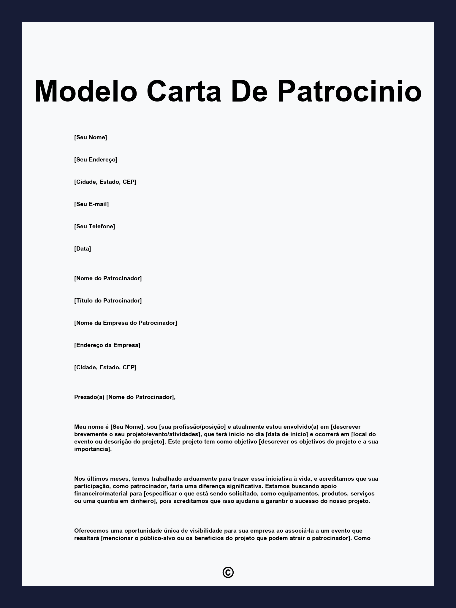 Modelo Carta De Patrocinio