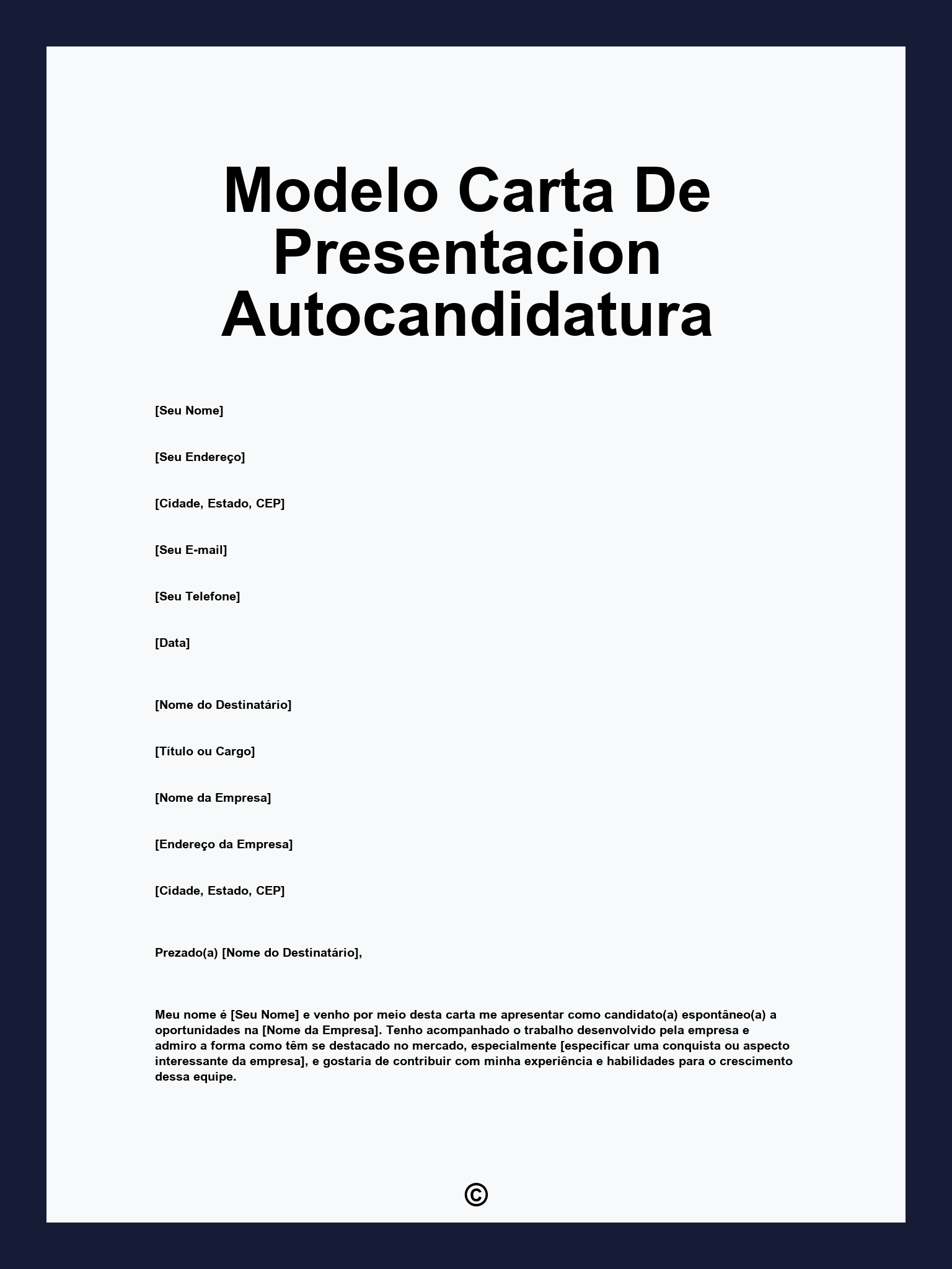 Modelo Carta De Presentacion Autocandidatura