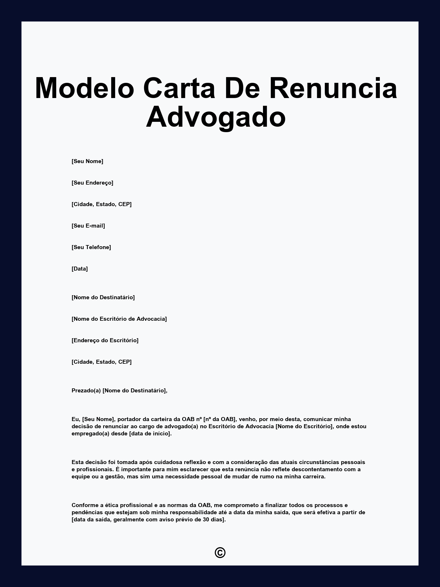 Modelo Carta De Renuncia Advogado