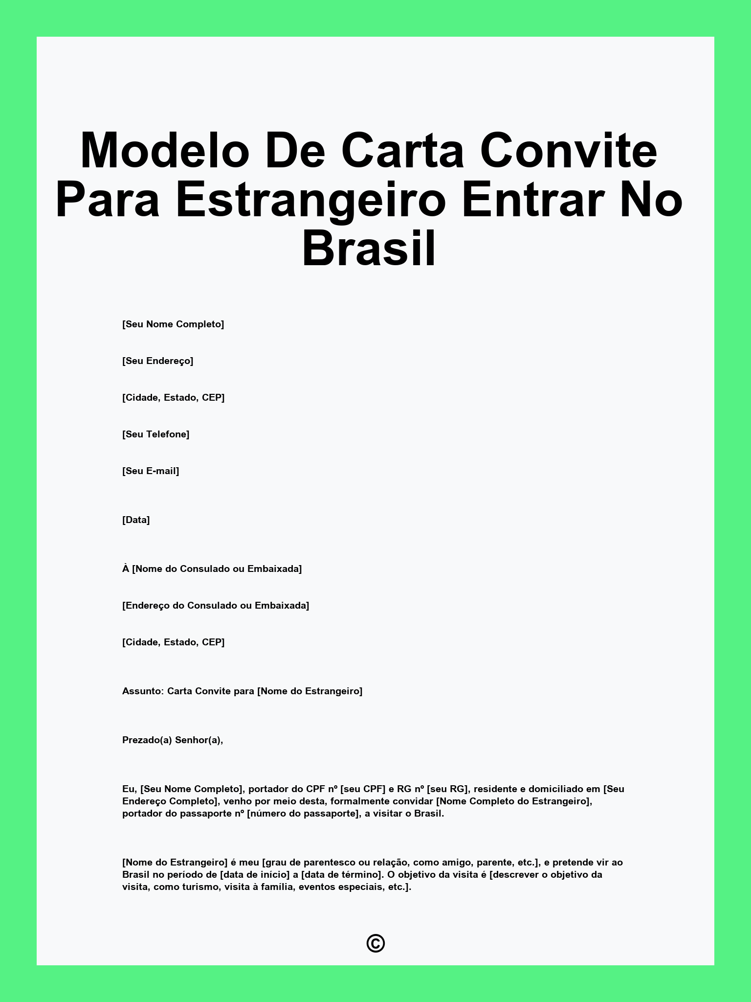 Modelo De Carta Convite Para Estrangeiro Entrar No Brasil