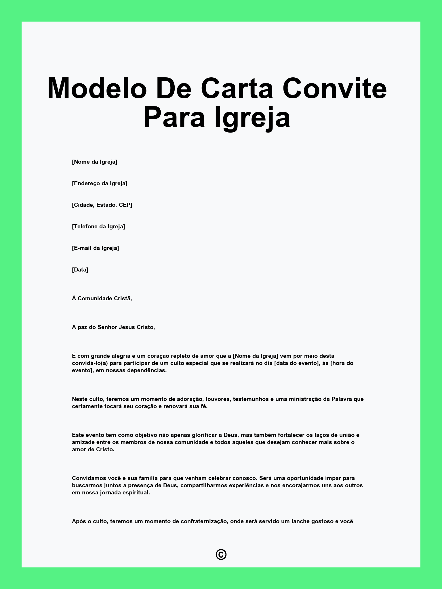 Modelo De Carta Convite Para Igreja