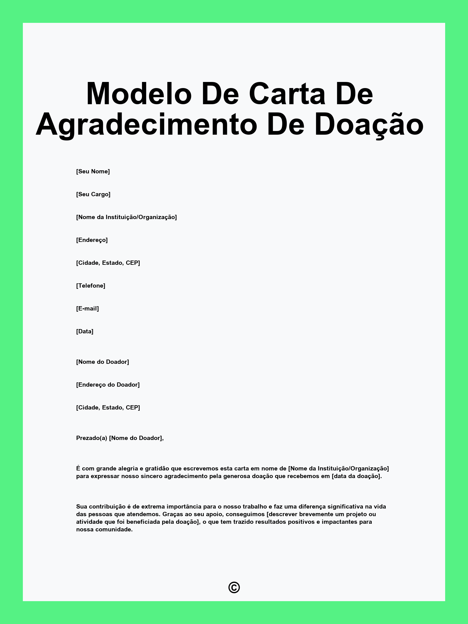 Modelo De Carta De Agradecimento De Doação