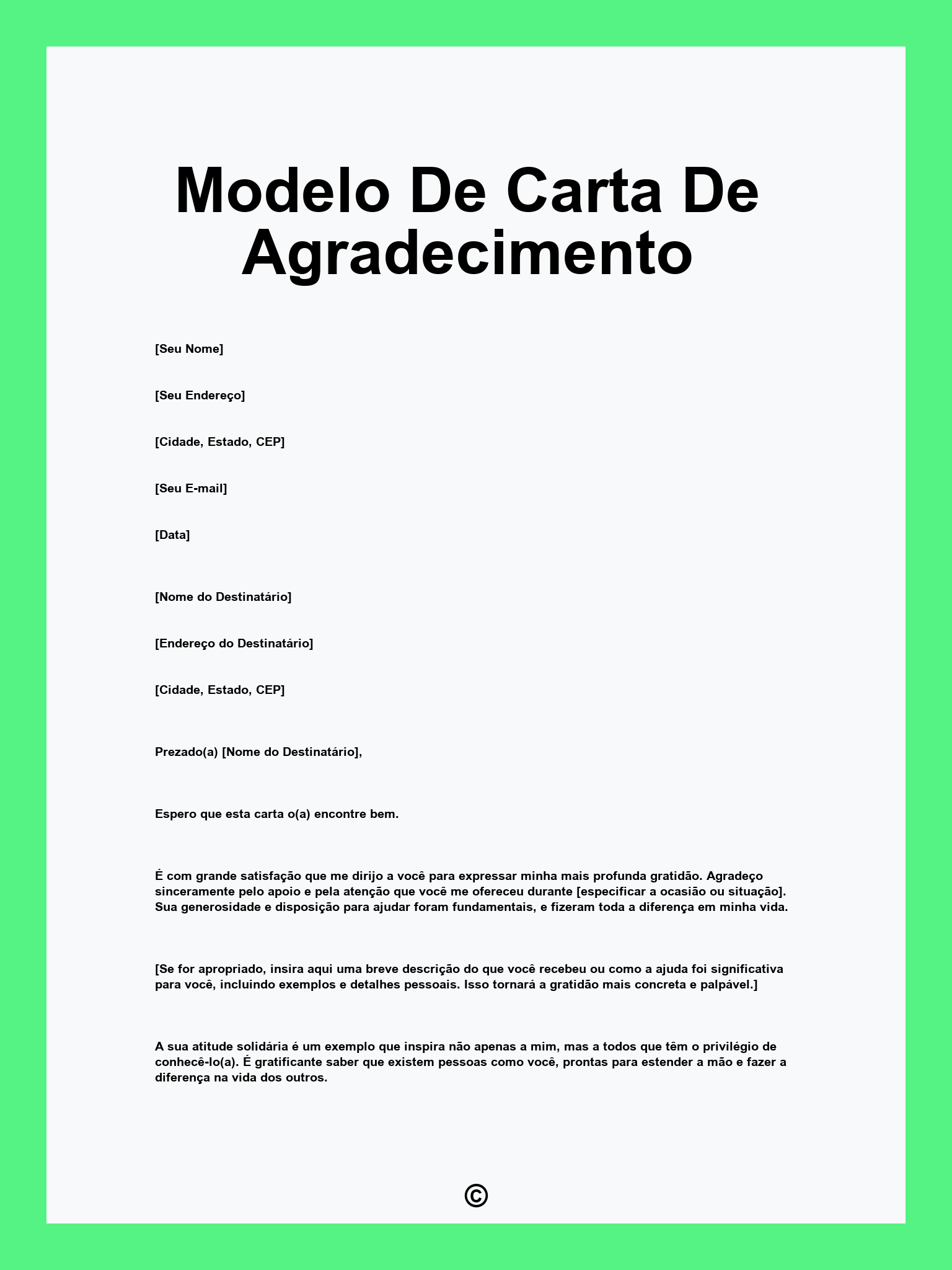 Modelo De Carta De Agradecimento