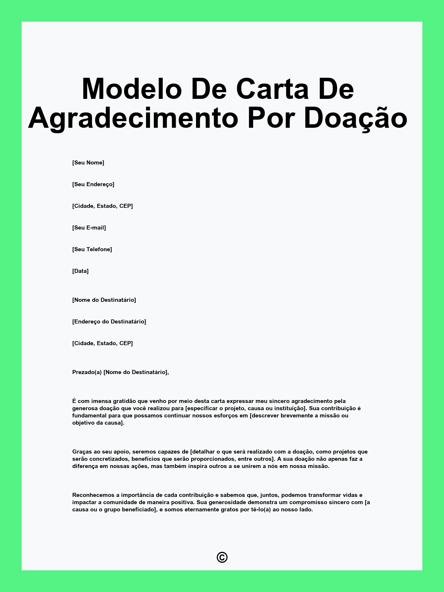 Modelo De Carta De Agradecimento Por Doação