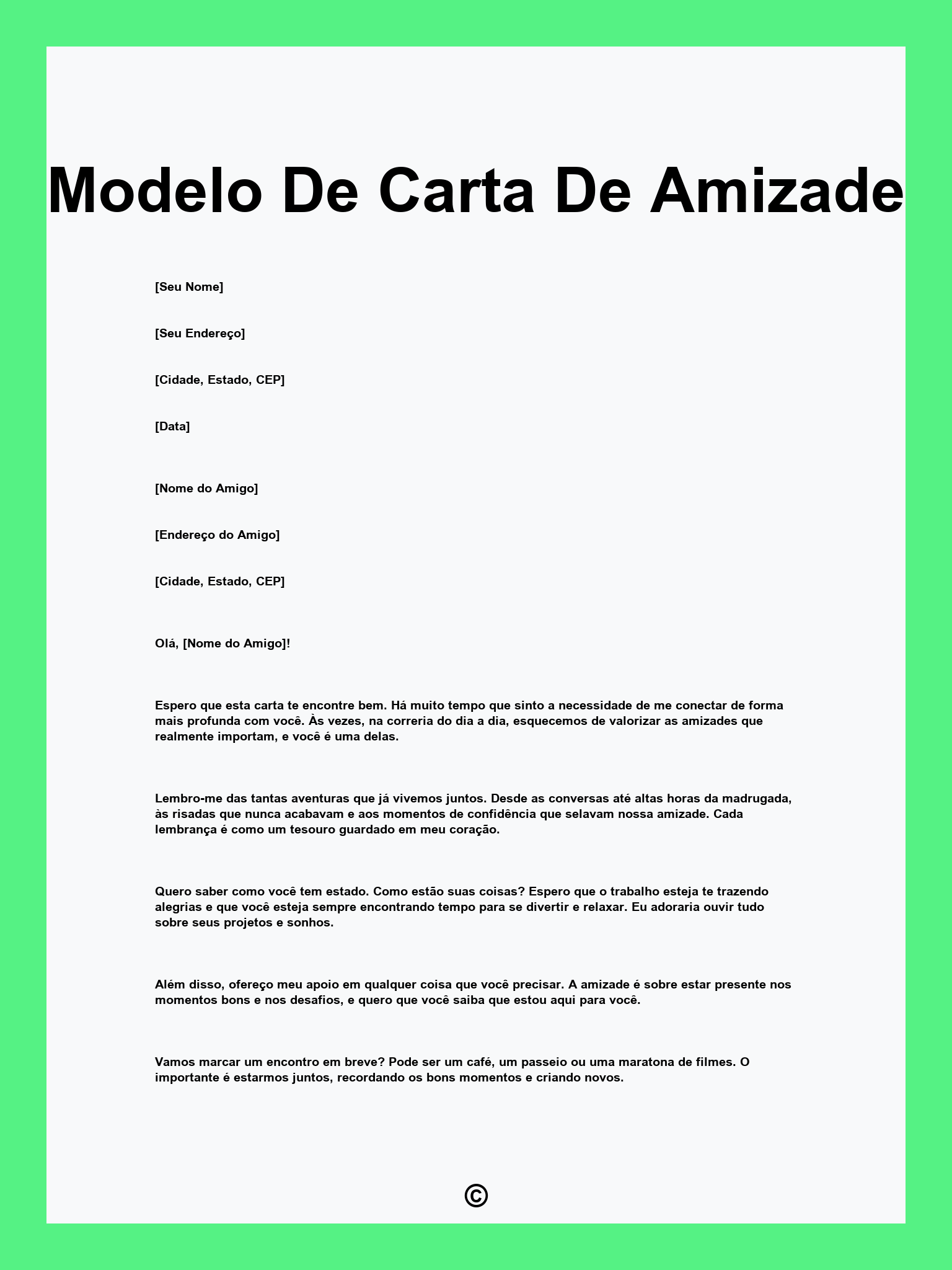 Modelo De Carta De Amizade