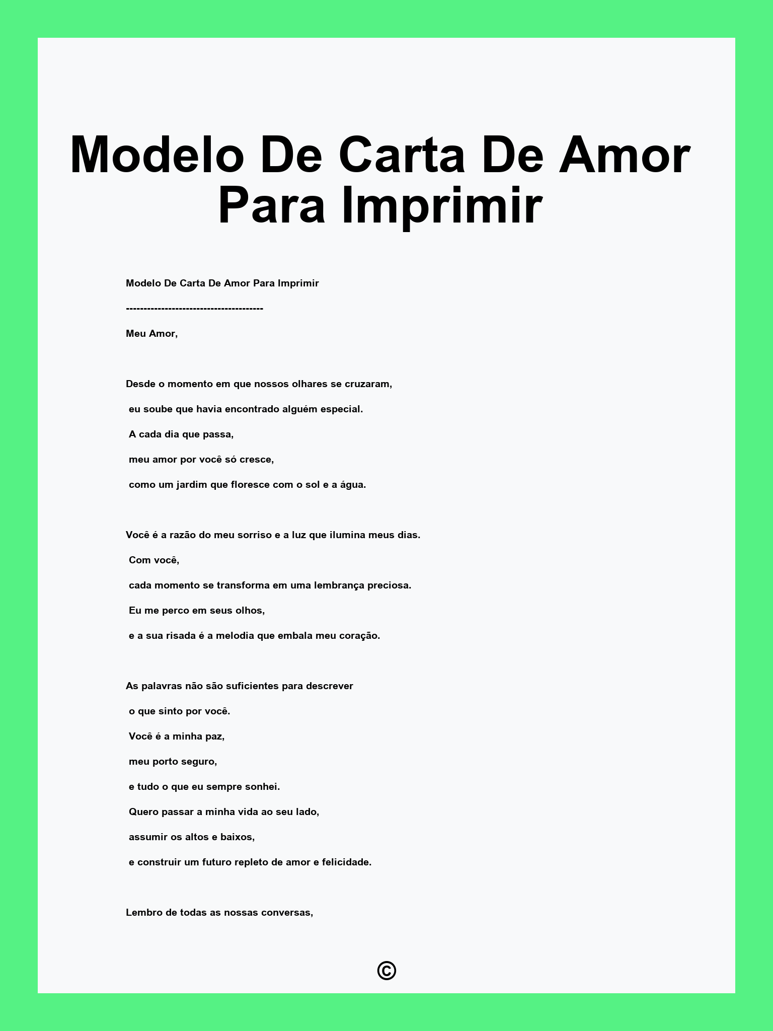 Modelo De Carta De Amor Para Imprimir