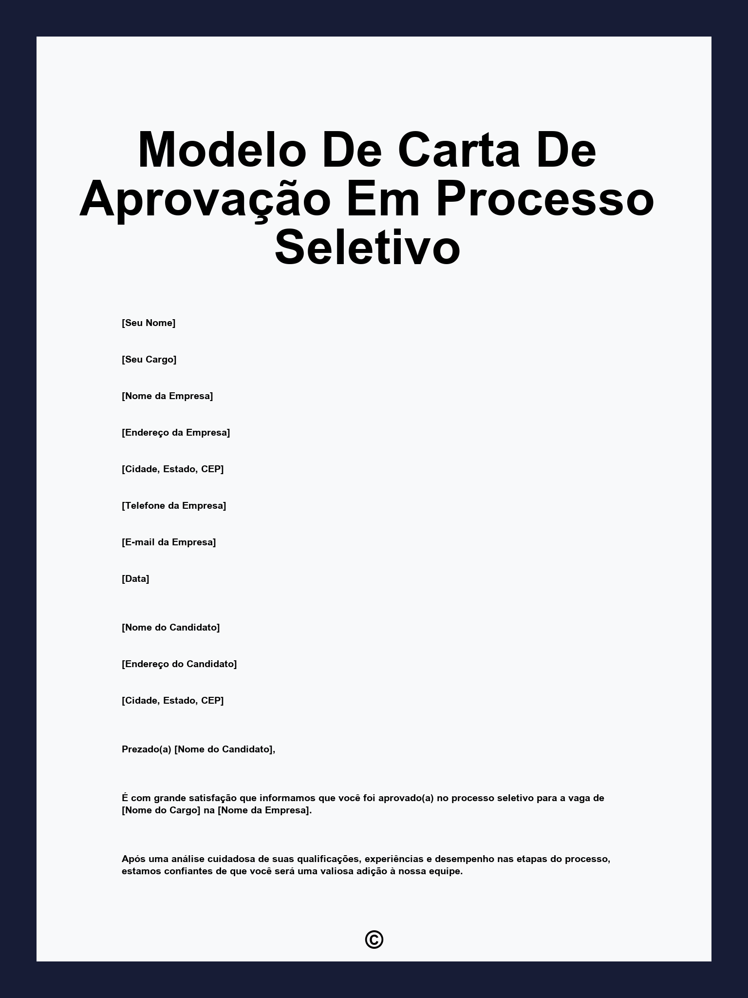 Modelo De Carta De Aprovação Em Processo Seletivo