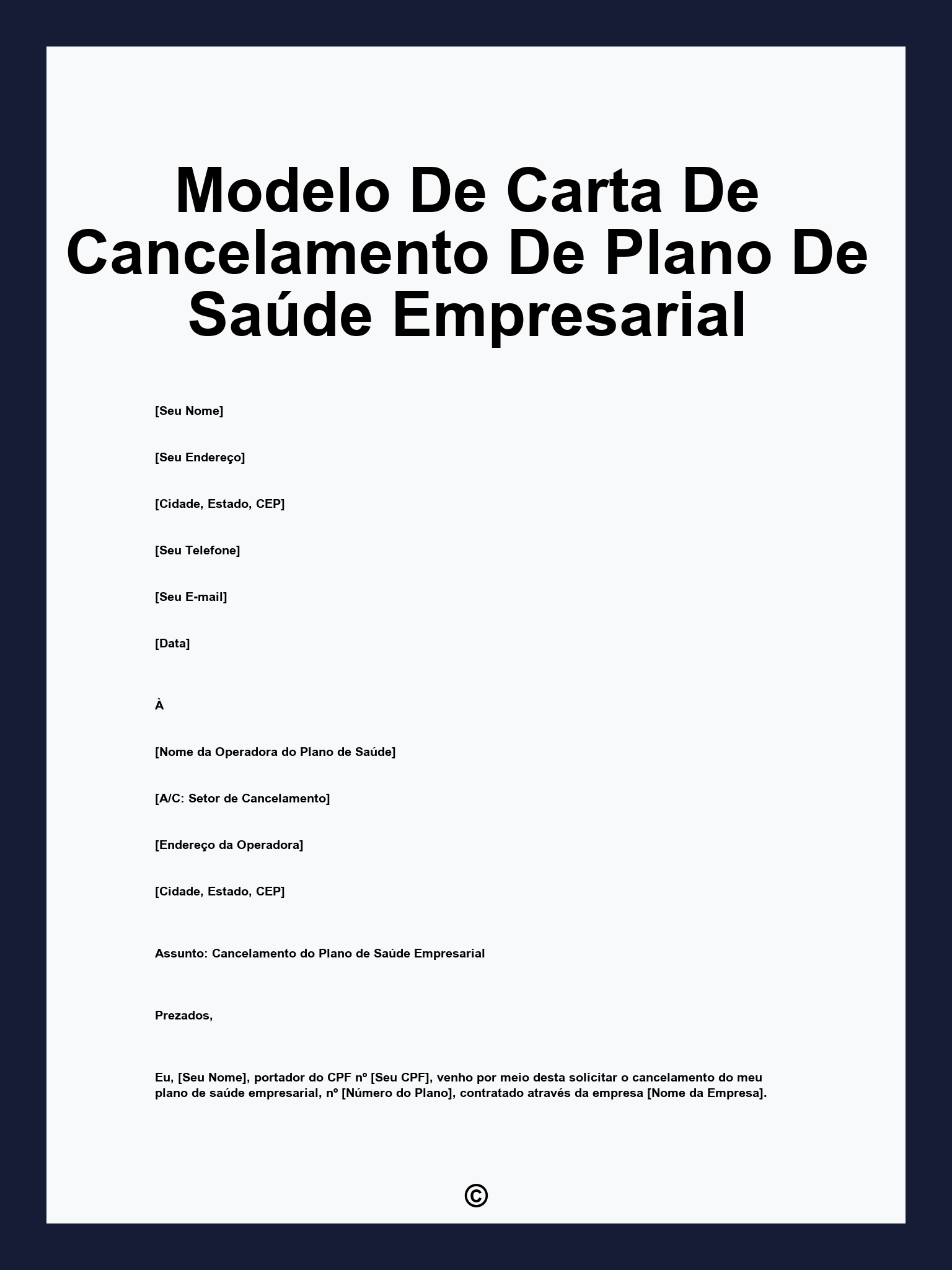 Modelo De Carta De Cancelamento De Plano De Saúde Empresarial