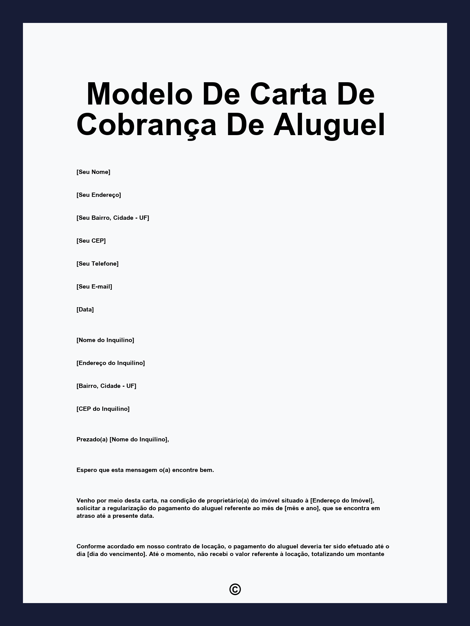 Modelo De Carta De Cobrança De Aluguel