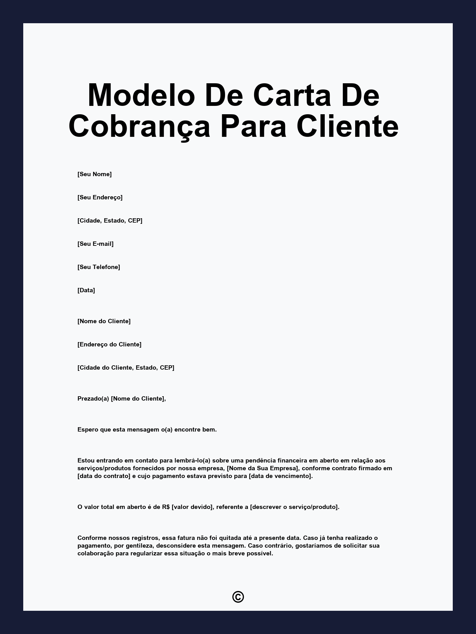 Modelo De Carta De Cobrança Para Cliente