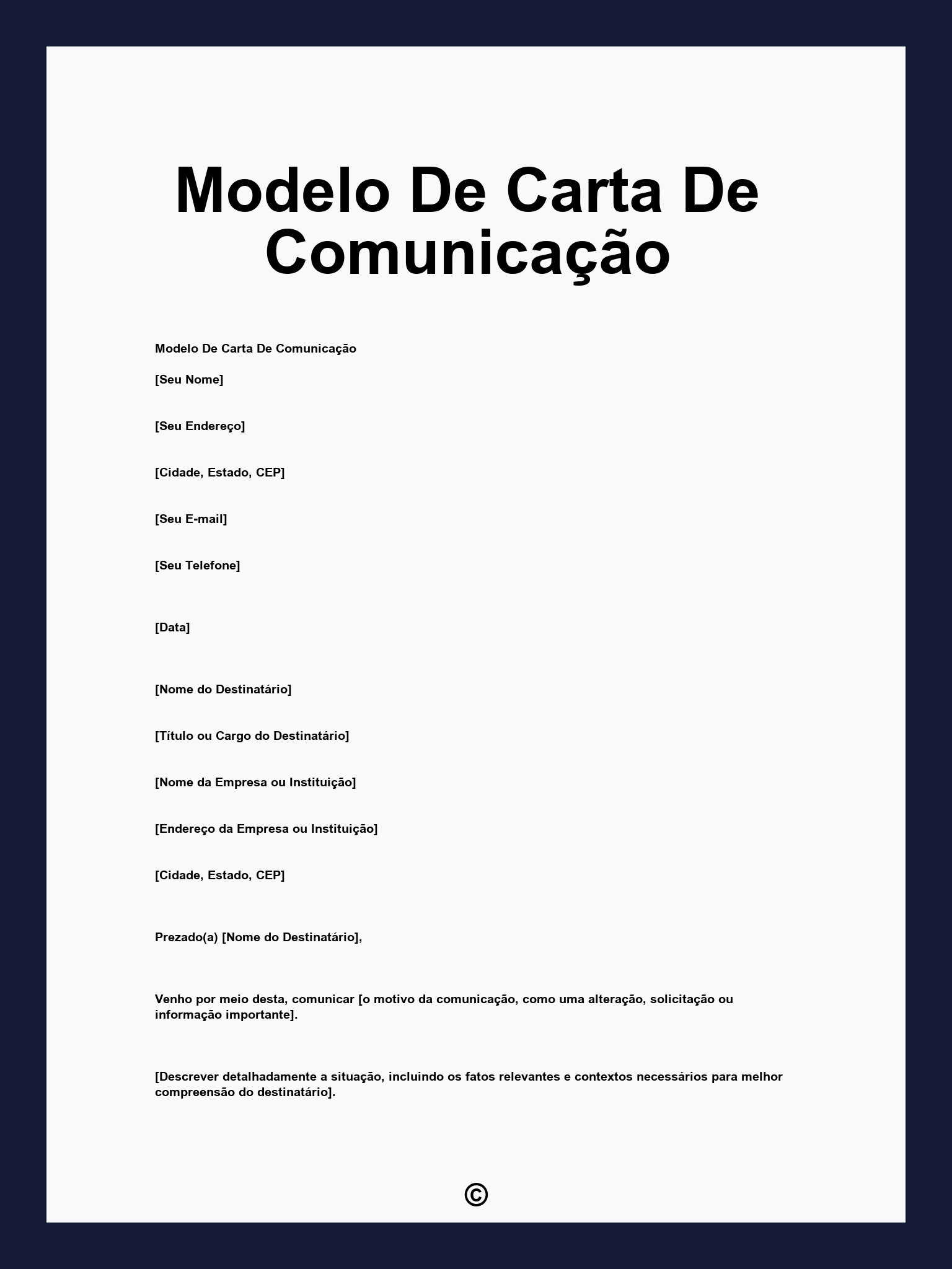 Modelo De Carta De Comunicação