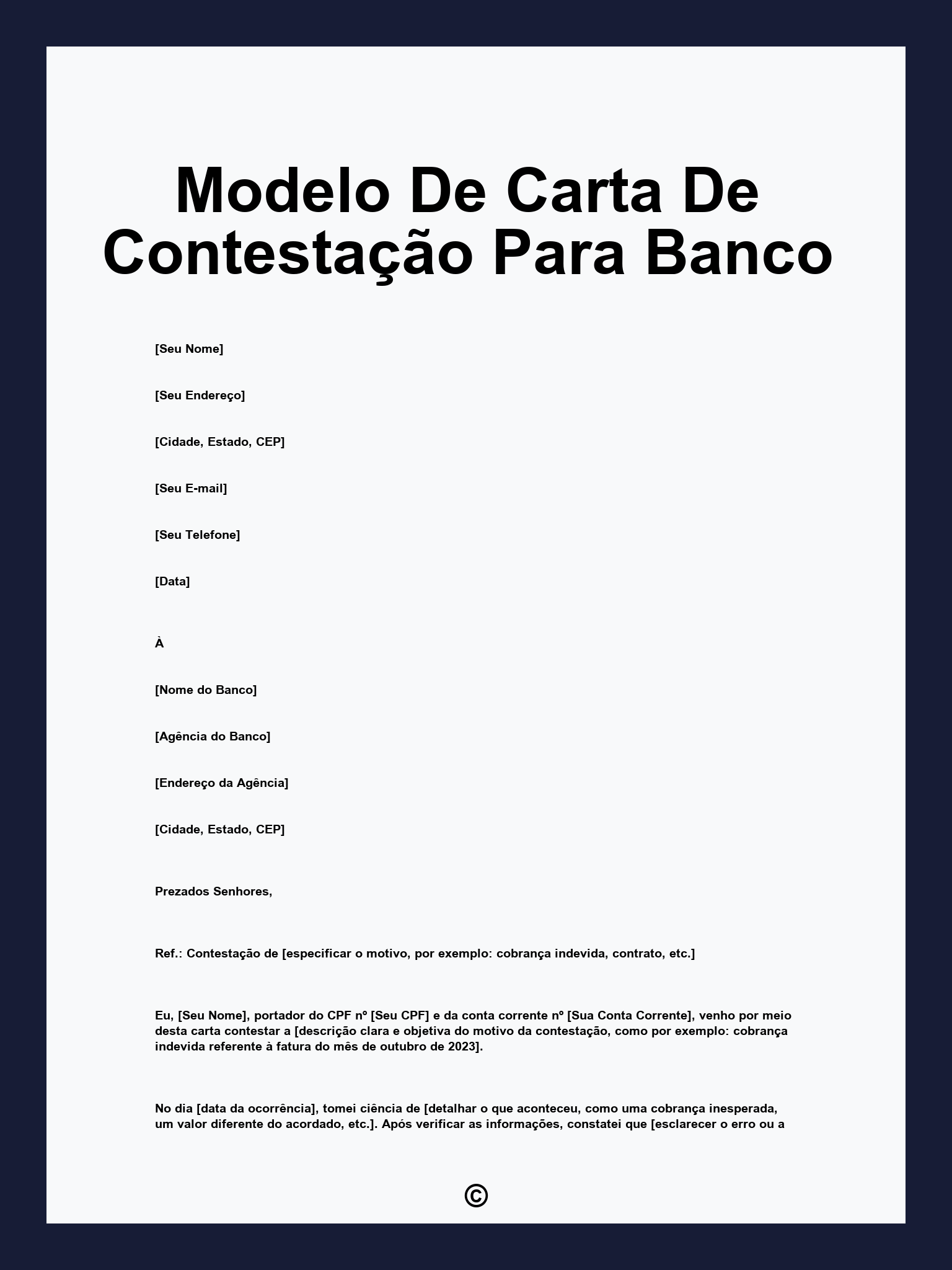 Modelo De Carta De Contestação Para Banco