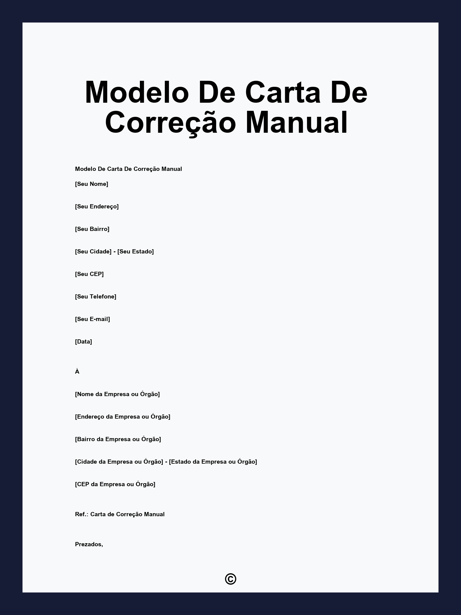 Modelo De Carta De Correção Manual