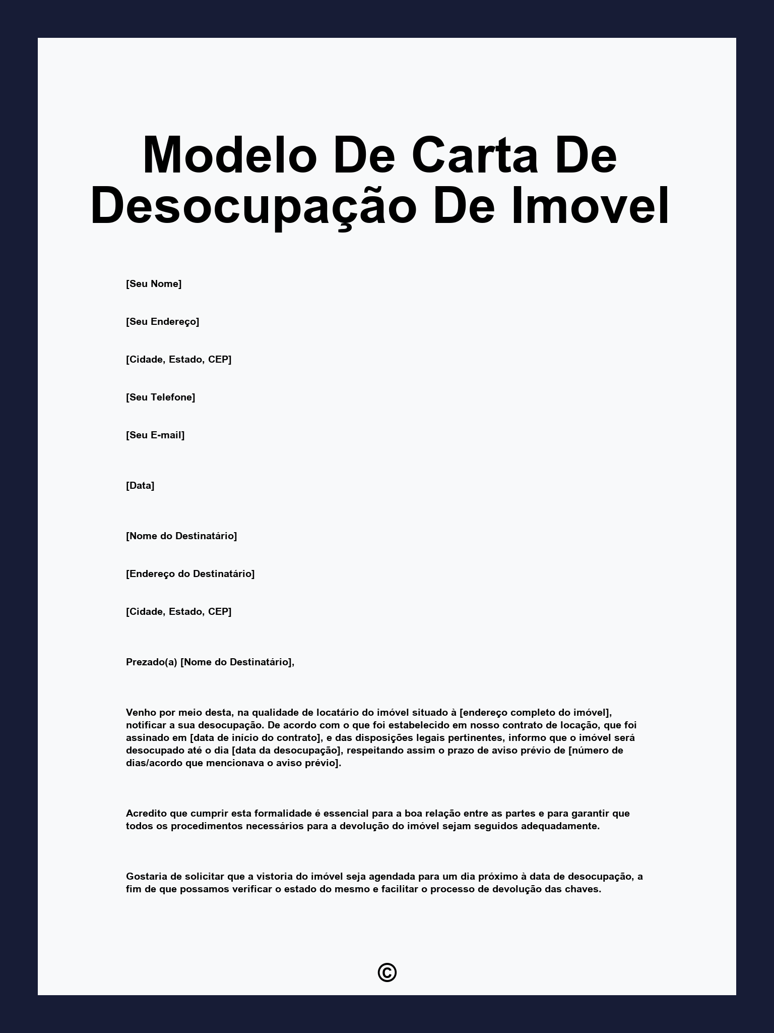 Modelo De Carta De Desocupação De Imovel