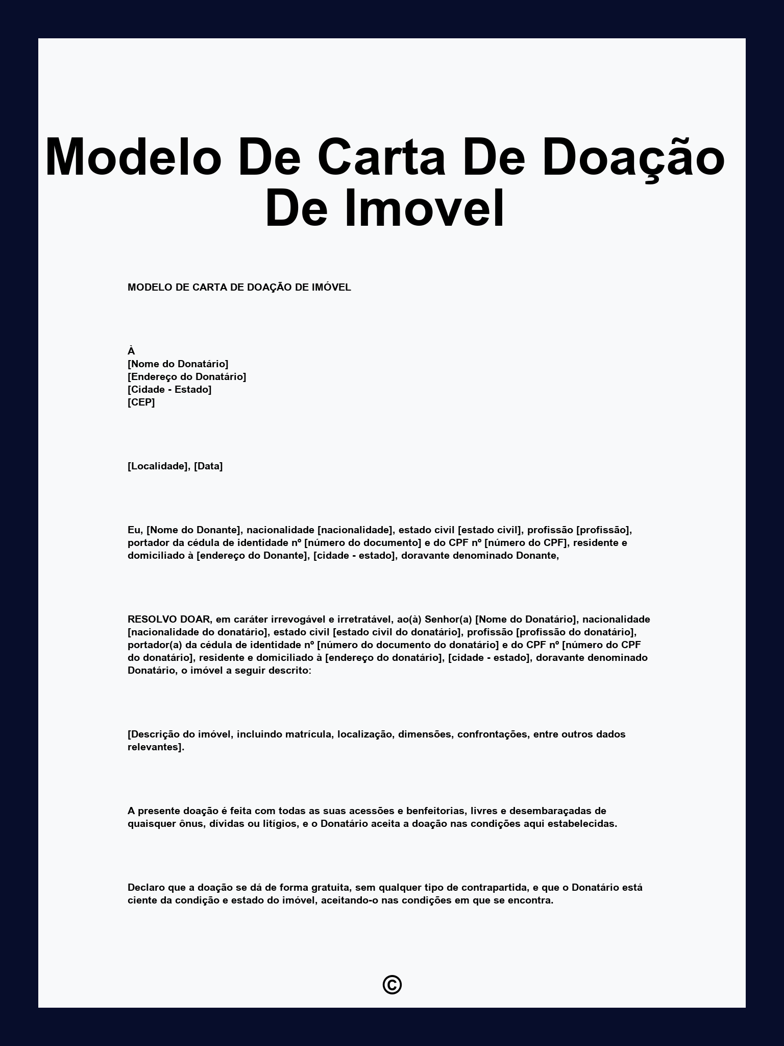 Modelo De Carta De Doação De Imovel