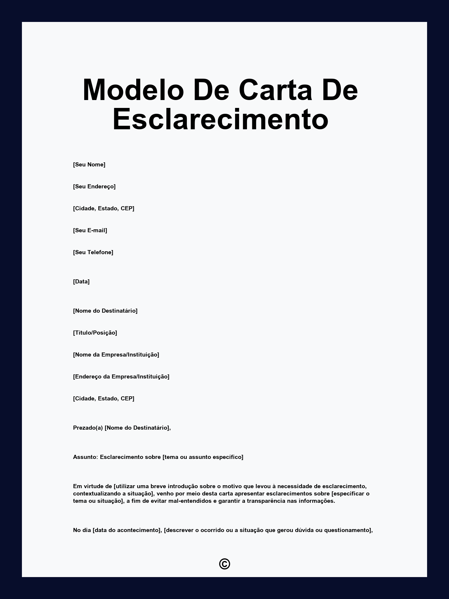 Modelo De Carta De Esclarecimento