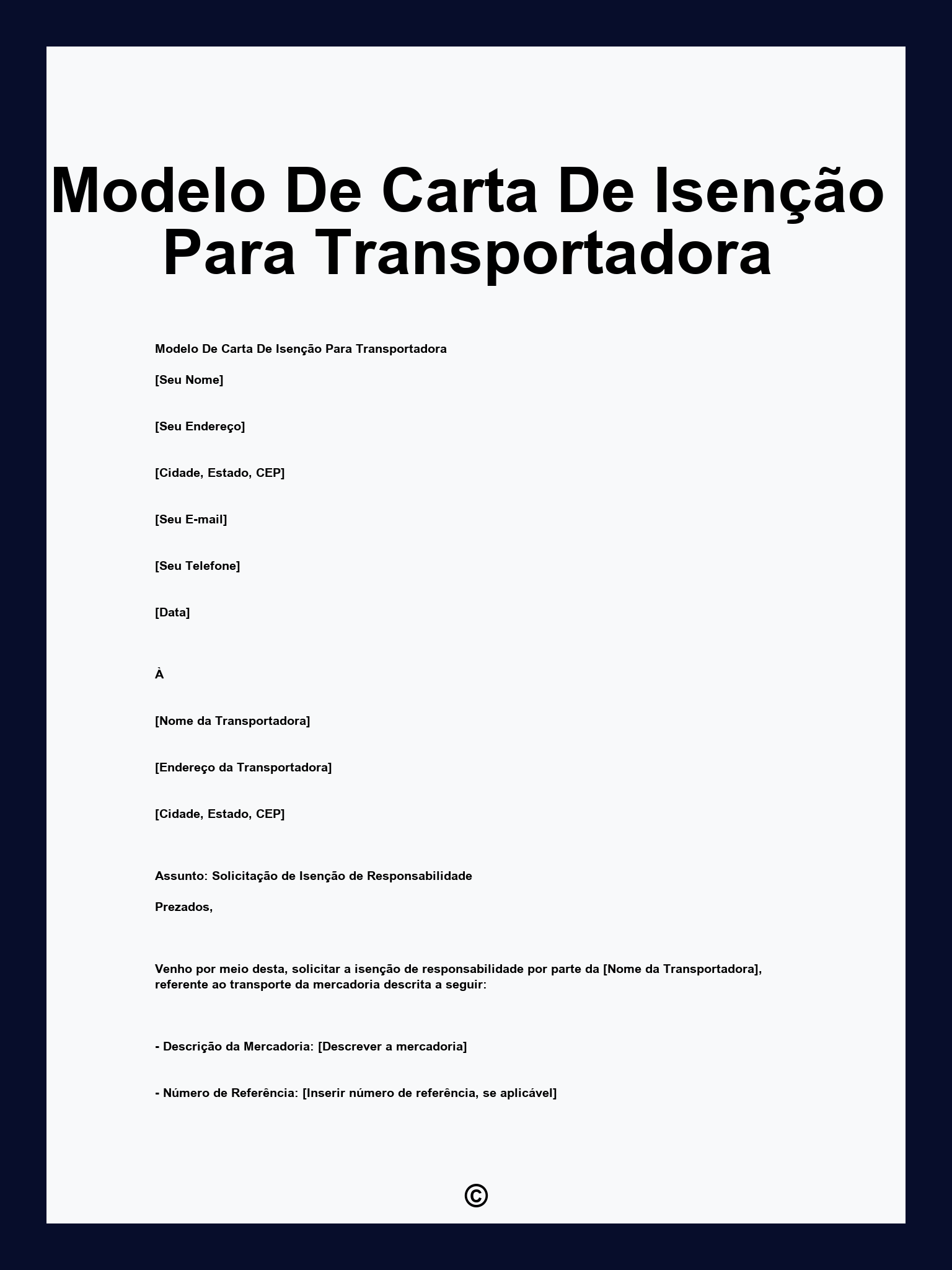 Modelo De Carta De Isenção Para Transportadora