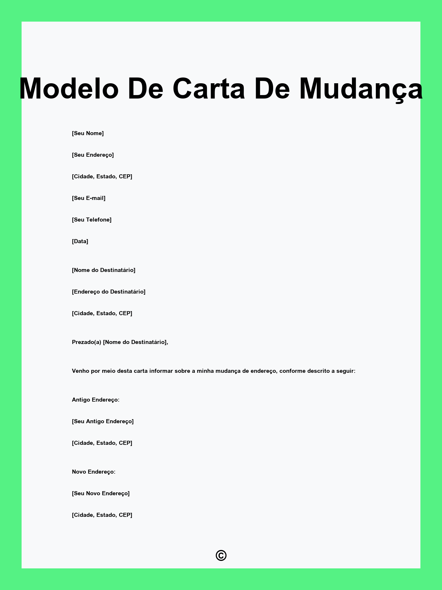 Modelo De Carta De Mudança