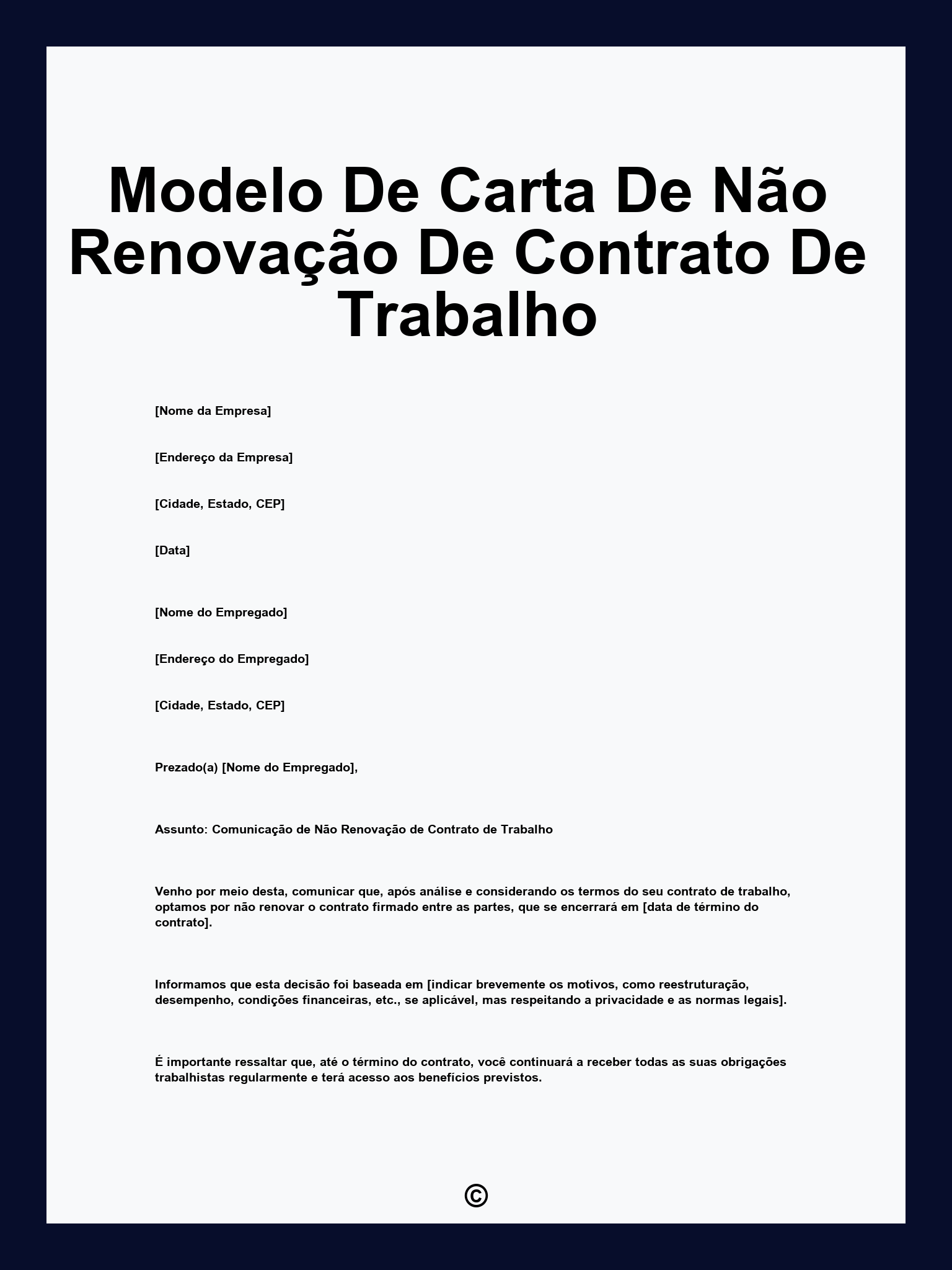 Modelo De Carta De Não Renovação De Contrato De Trabalho