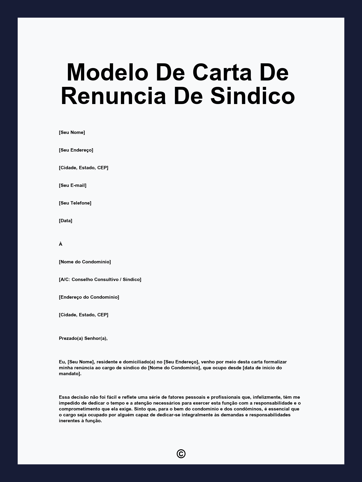 Modelo De Carta De Renuncia De Sindico