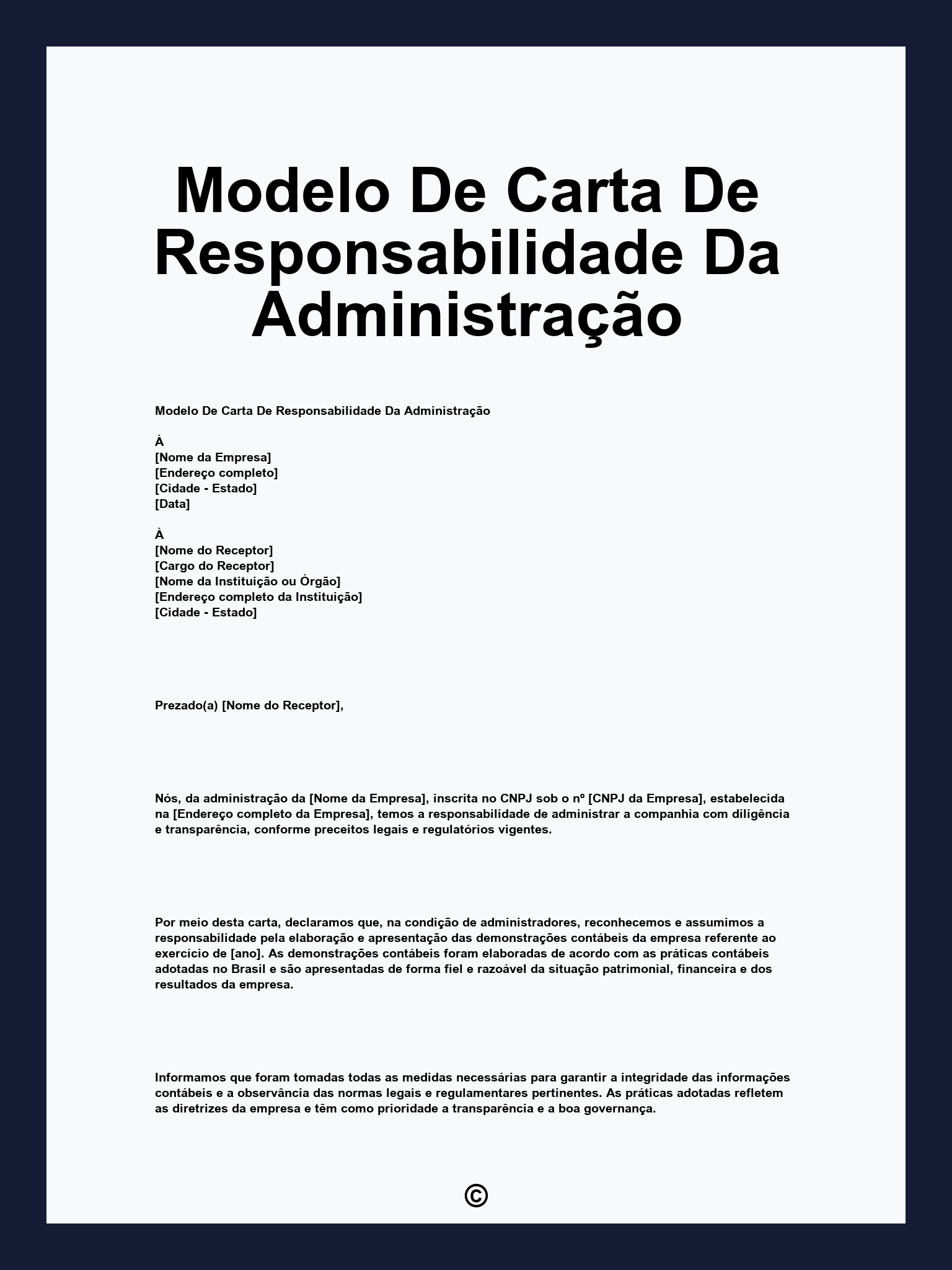 Modelo De Carta De Responsabilidade Da Administração