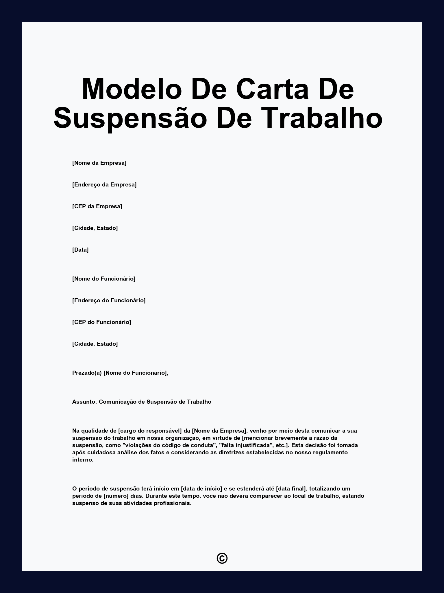 Modelo De Carta De Suspensão De Trabalho