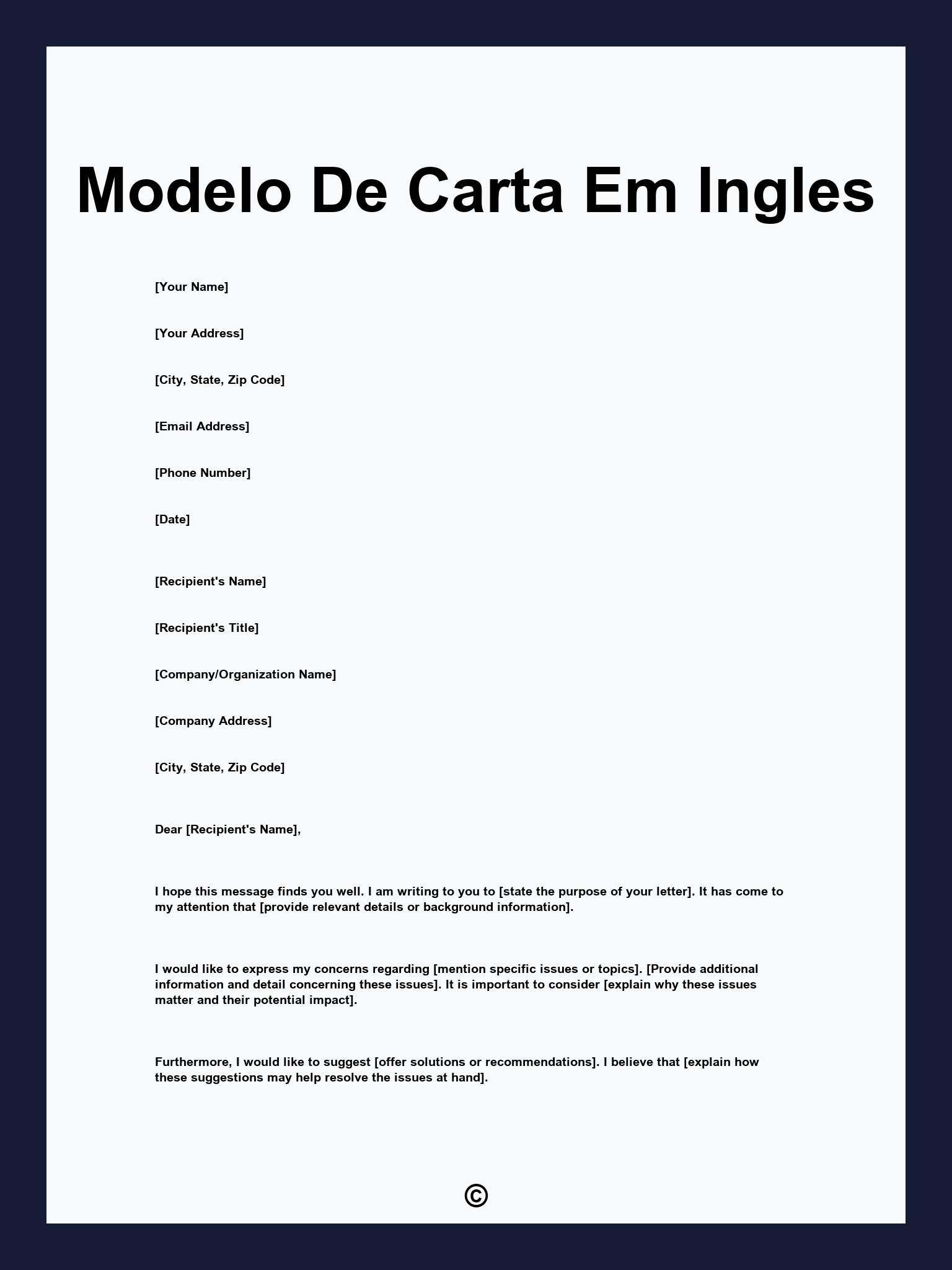 Modelo De Carta Em Ingles