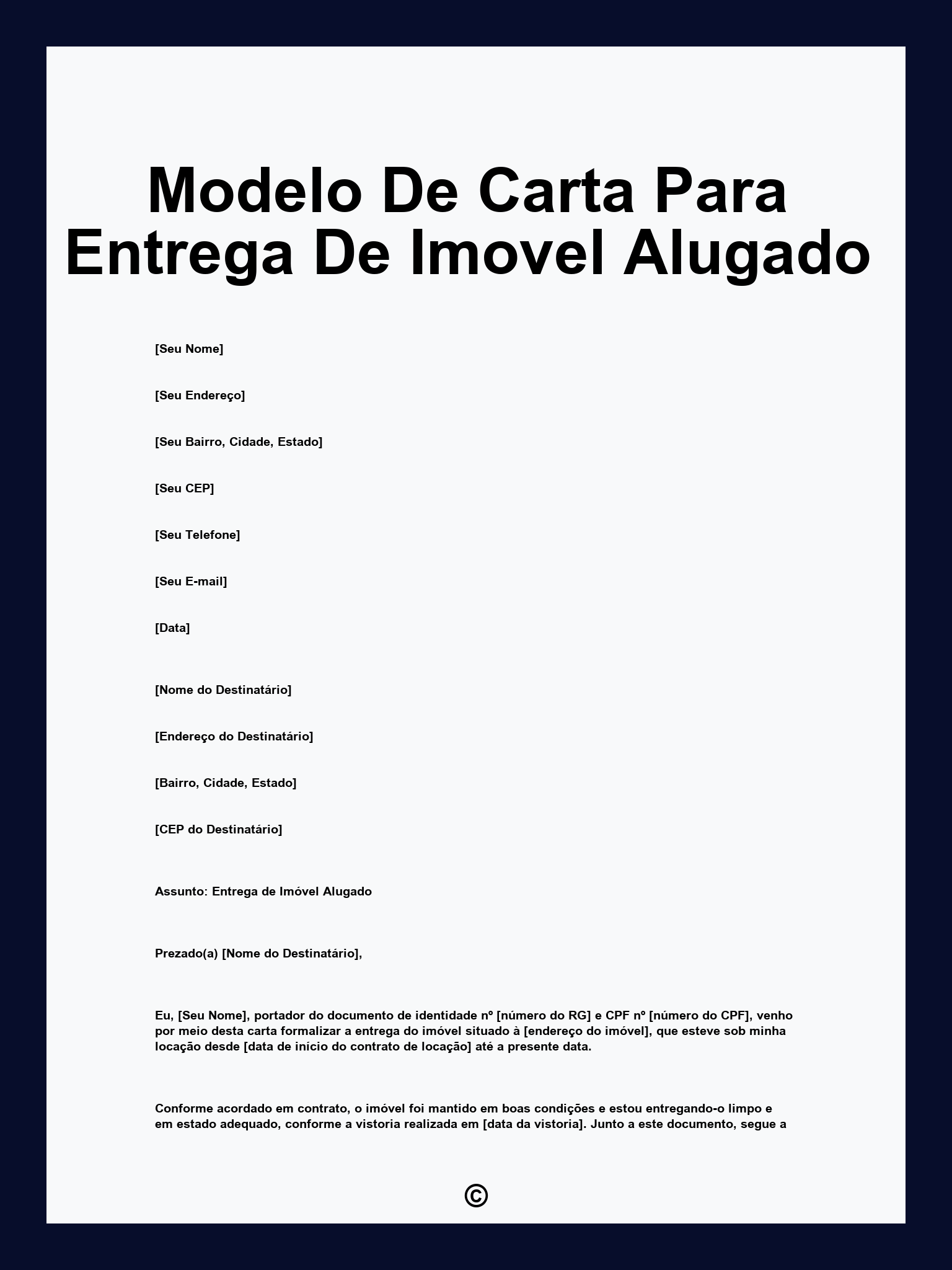 Modelo De Carta Para Entrega De Imovel Alugado