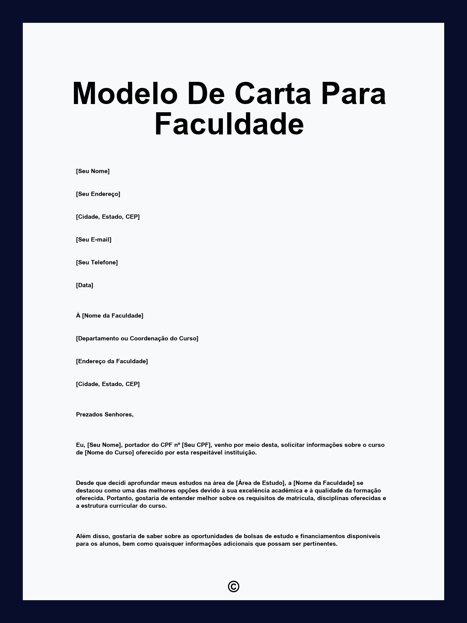 Modelo De Carta Para Faculdade