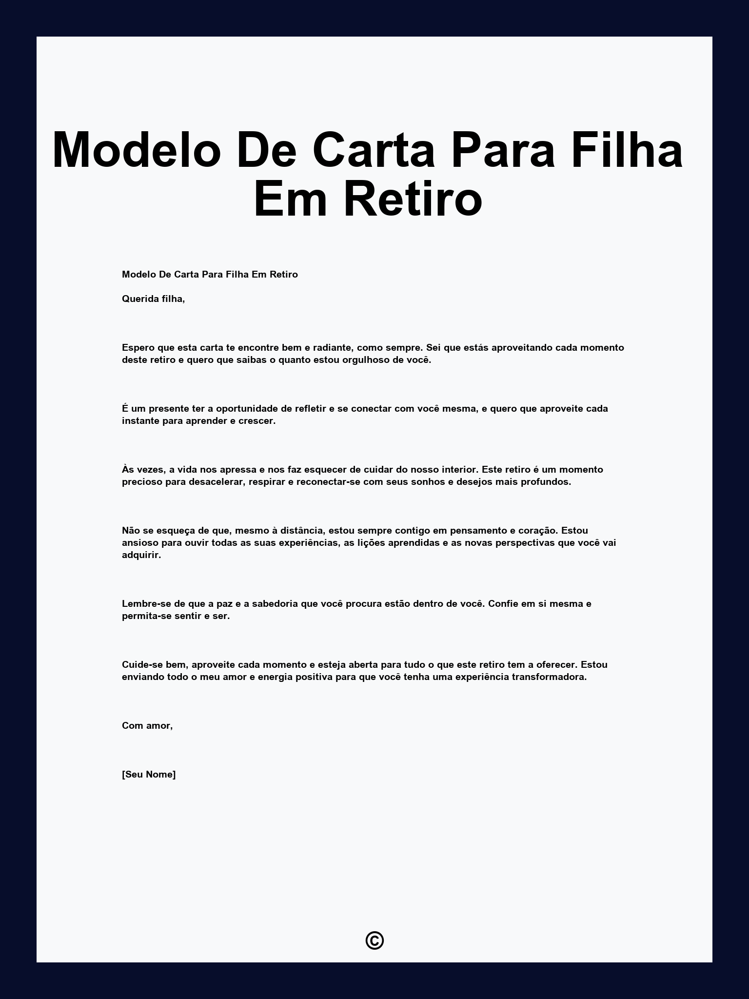 Modelo De Carta Para Filha Em Retiro