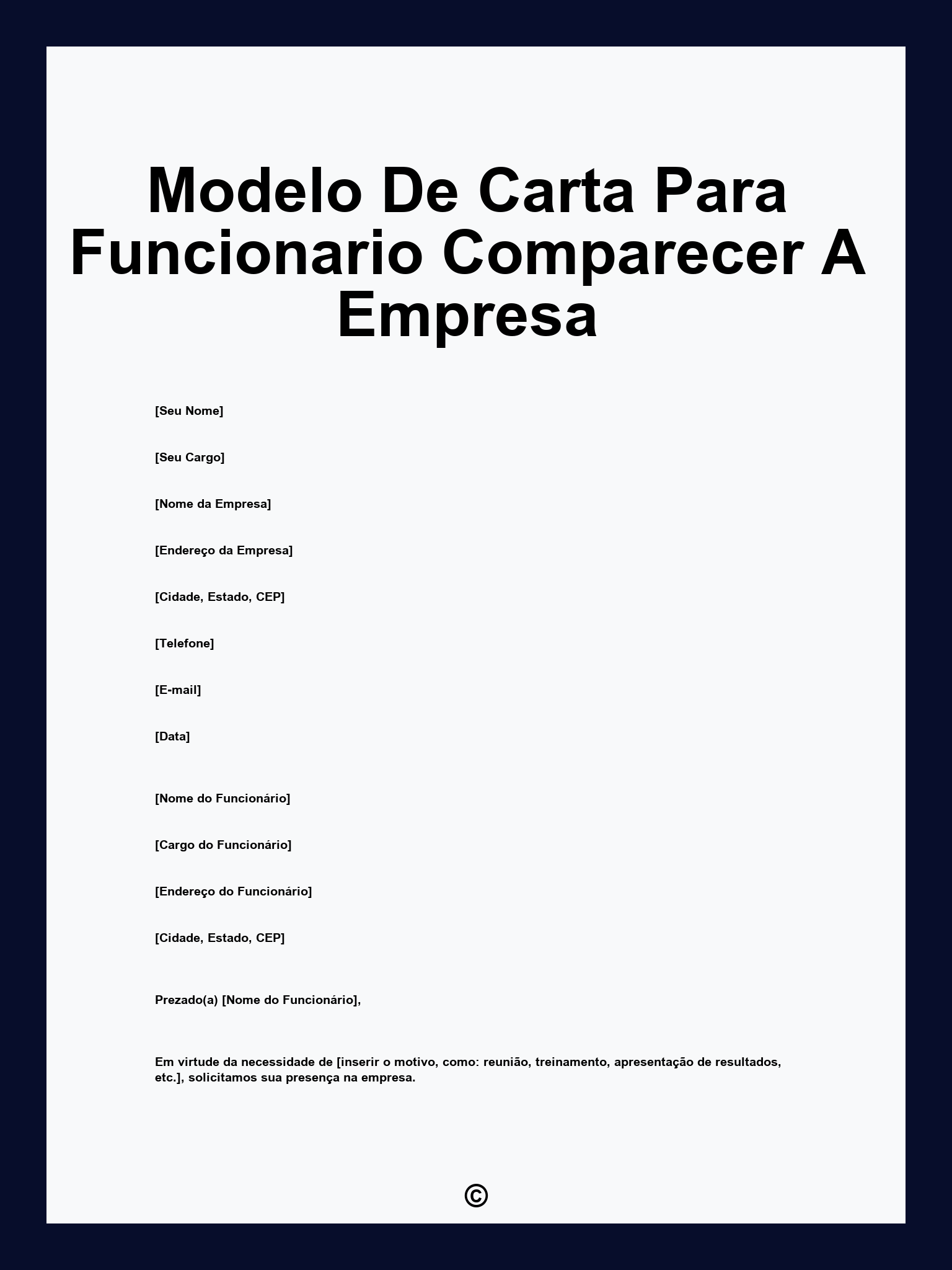 Modelo De Carta Para Funcionario Comparecer A Empresa