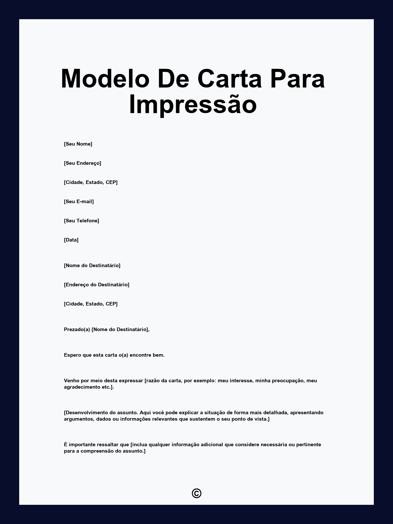 Modelo De Carta Para Impressão