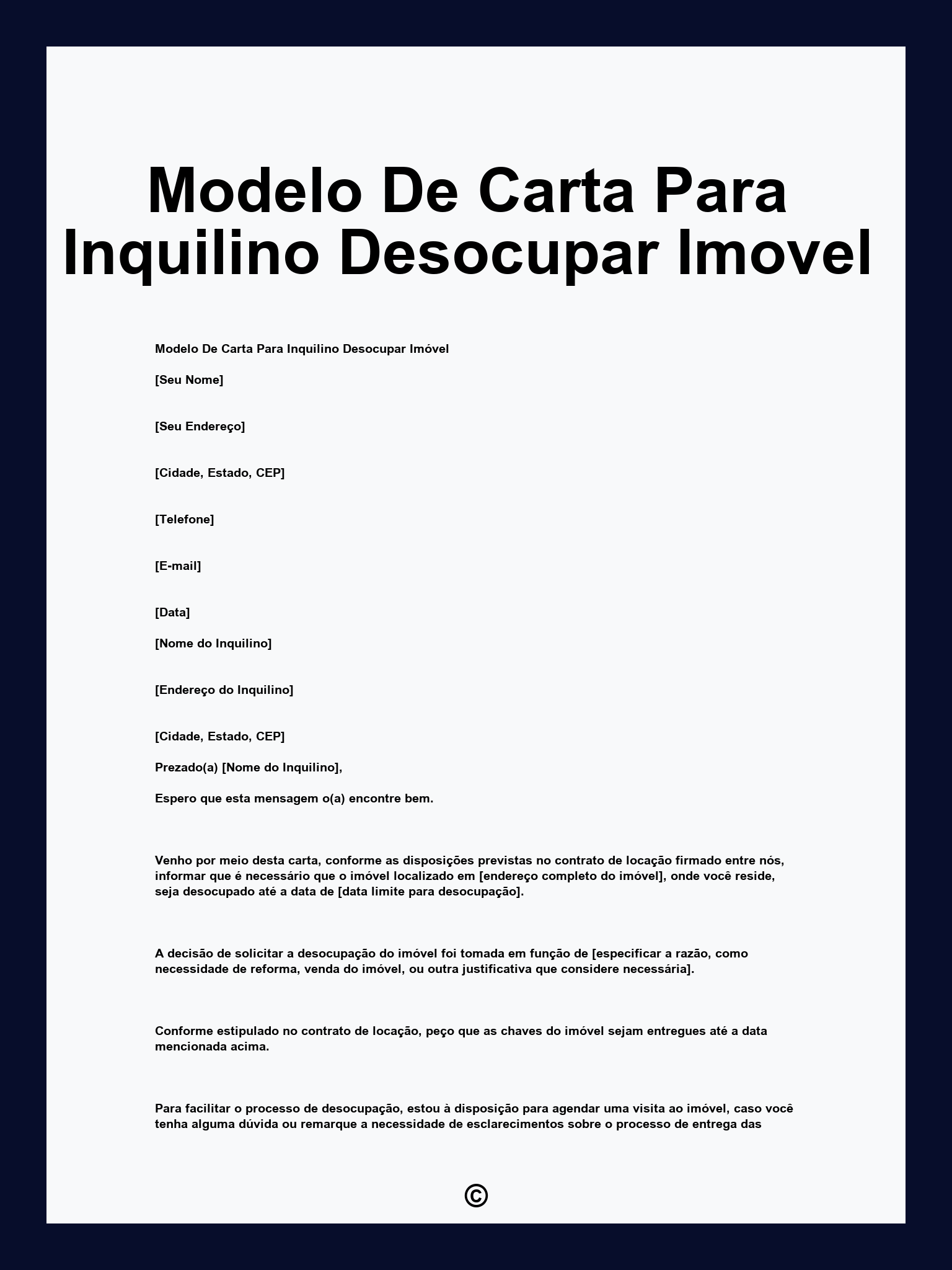 Modelo De Carta Para Inquilino Desocupar Imovel