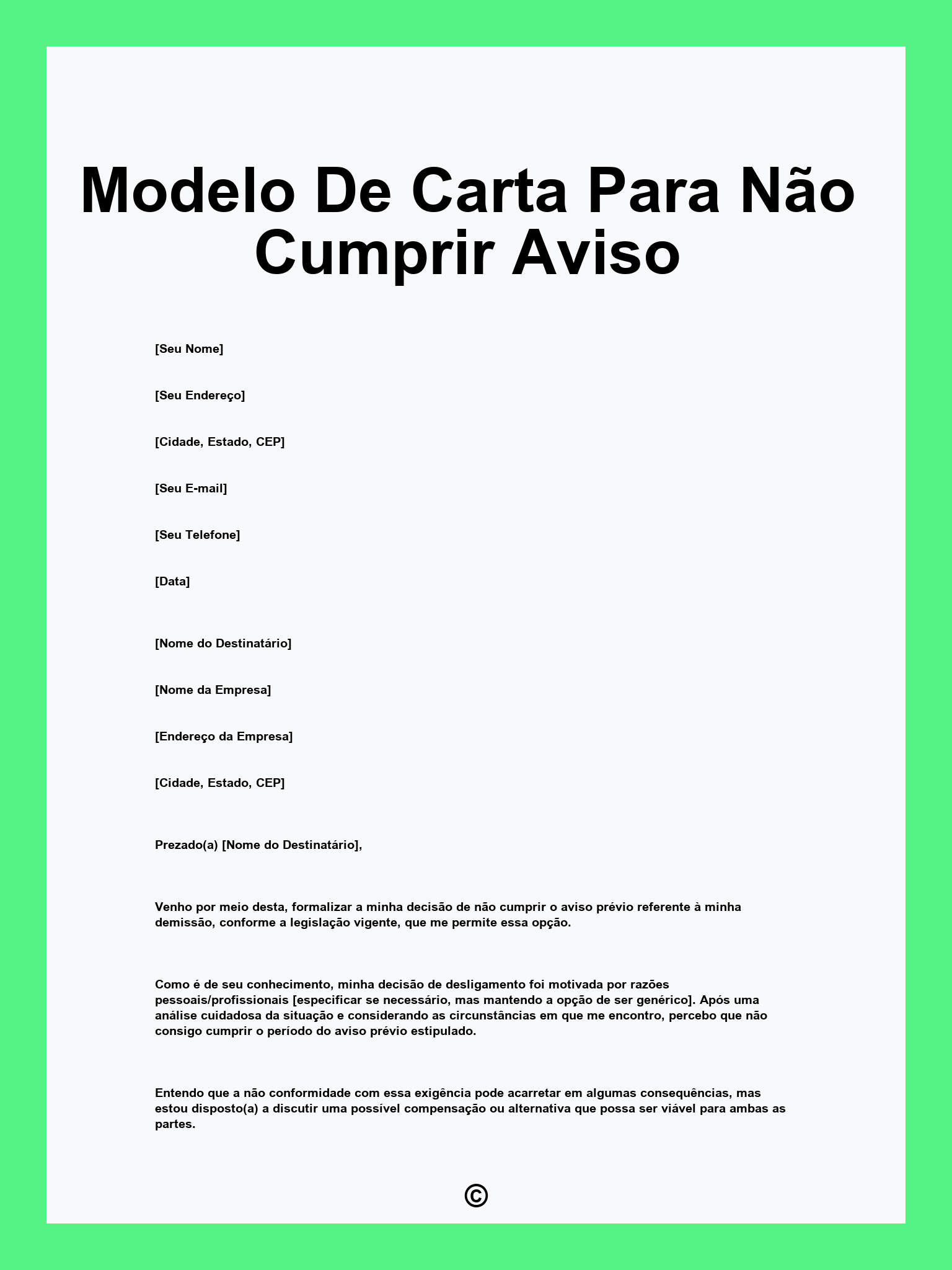 Modelo De Carta Para Não Cumprir Aviso