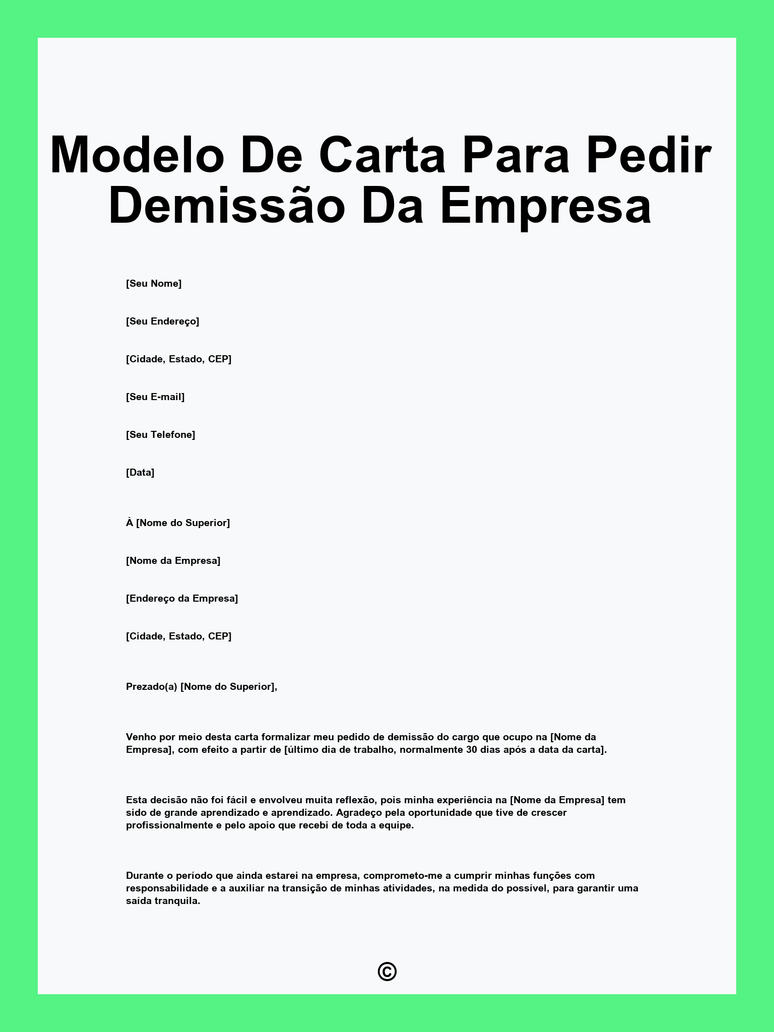 Modelo De Carta Para Pedir Demissão Da Empresa