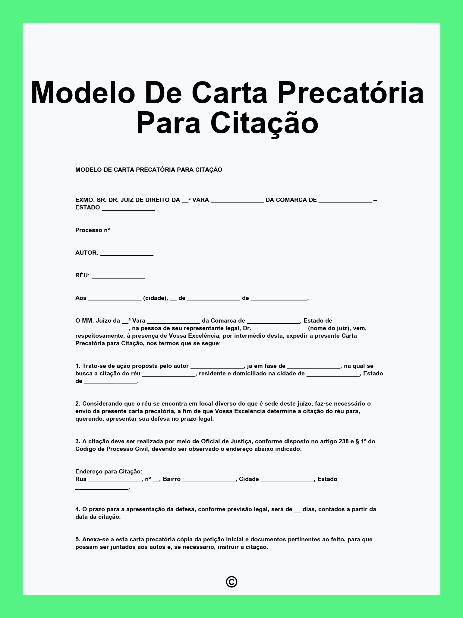 Modelo De Carta Precatória Para Citação