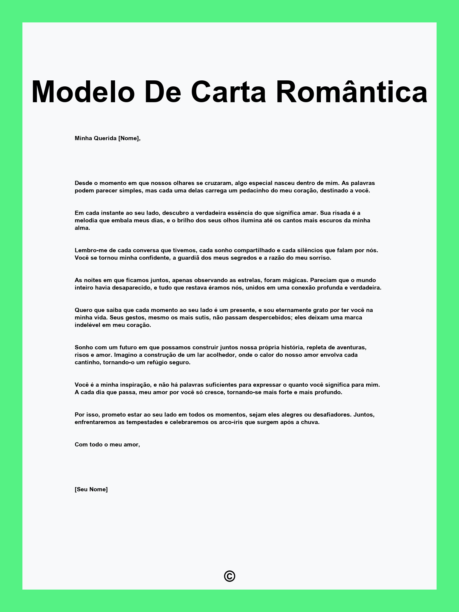 Modelo De Carta Romântica