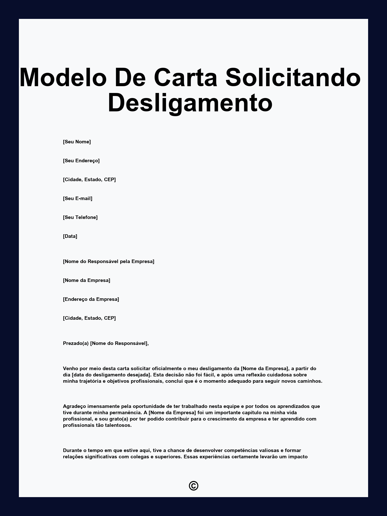 Modelo De Carta Solicitando Desligamento