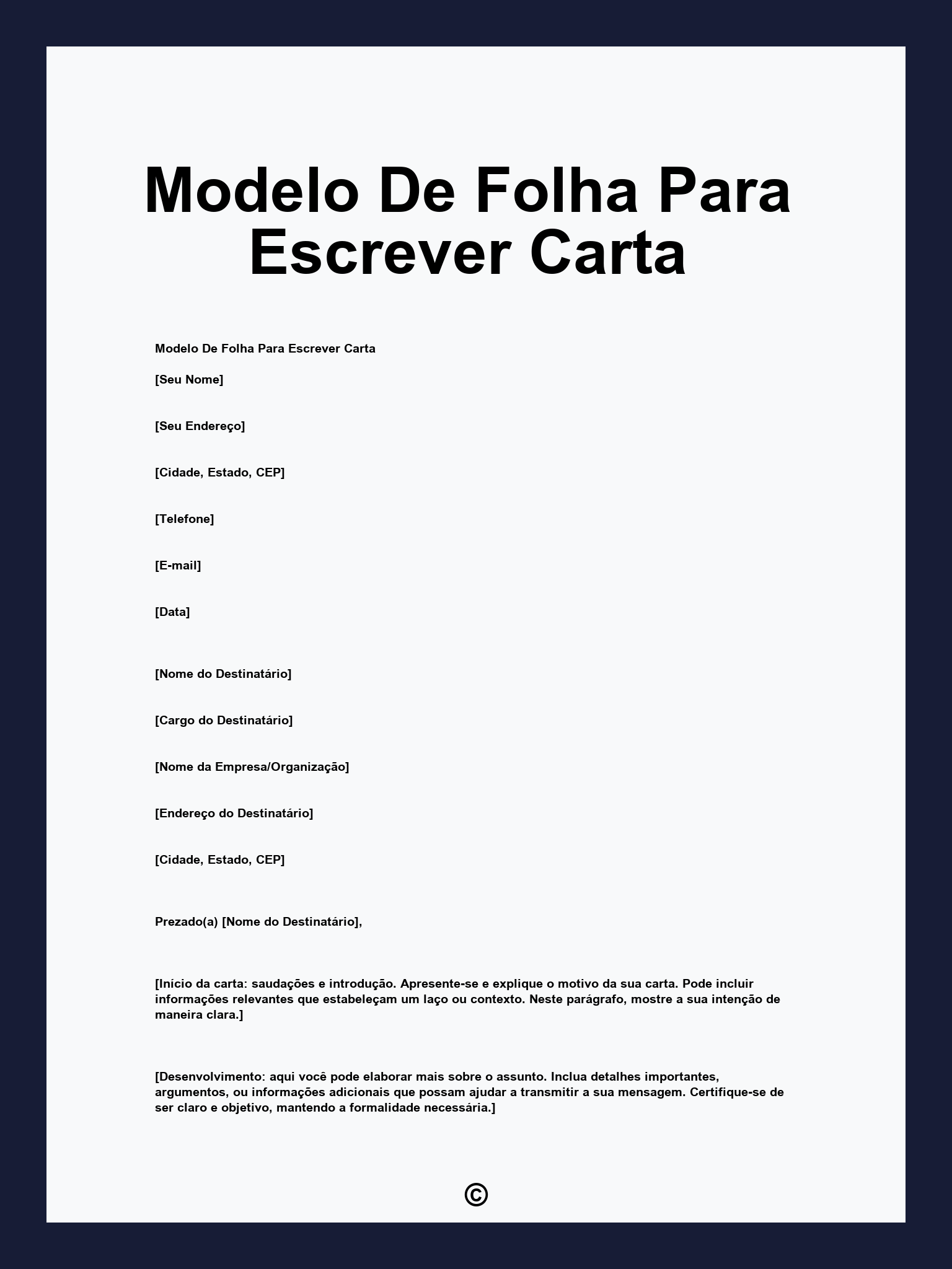 Modelo De Folha Para Escrever Carta