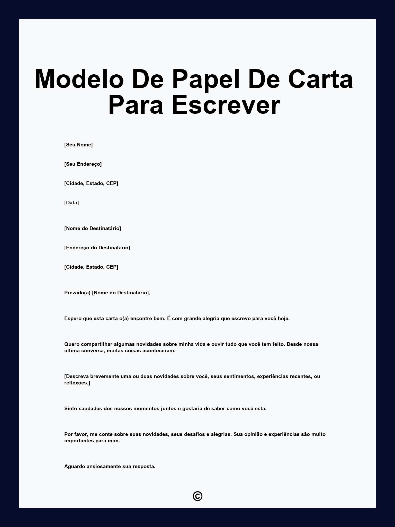 Modelo De Papel De Carta Para Escrever