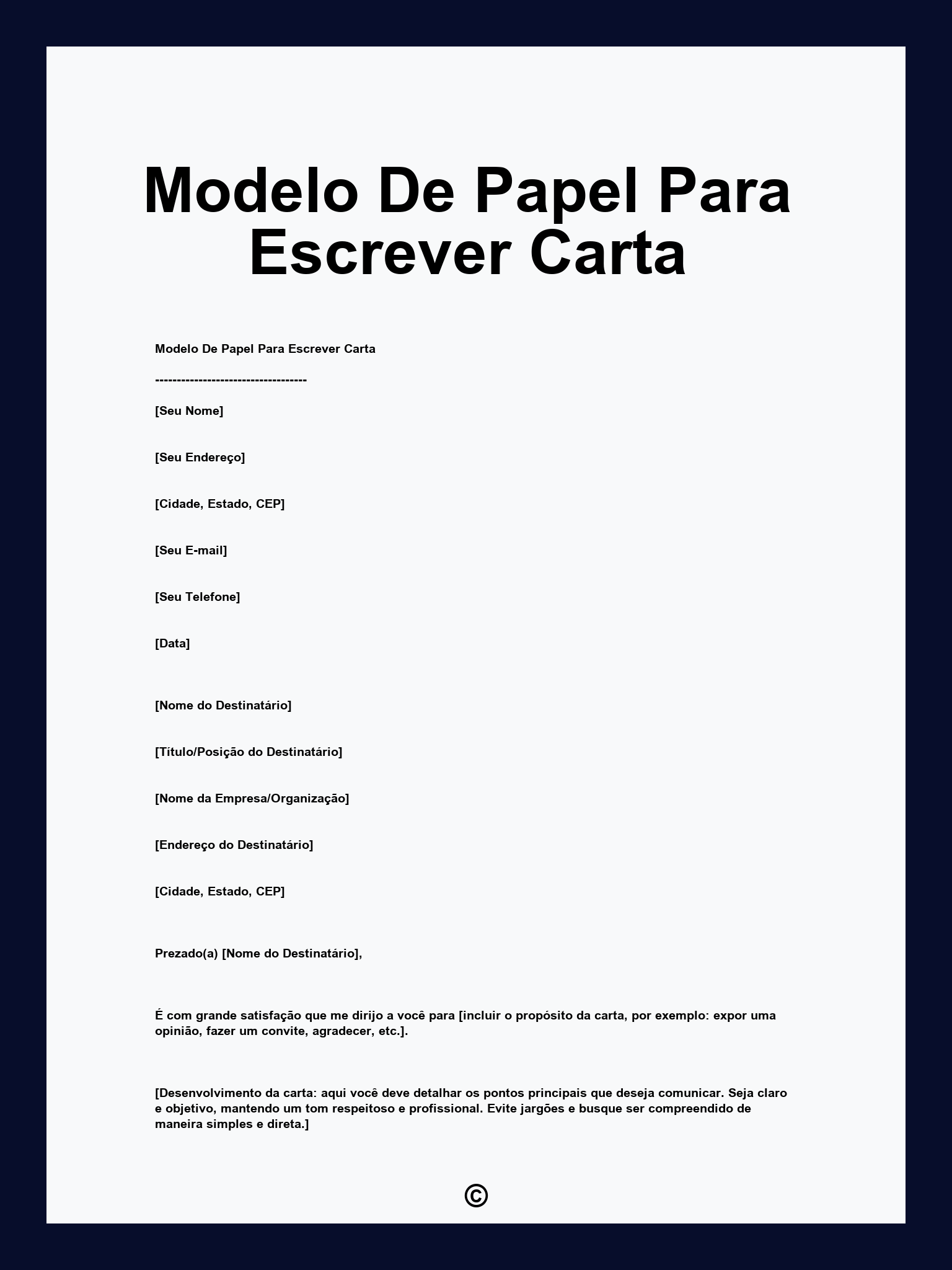 Modelo De Papel Para Escrever Carta